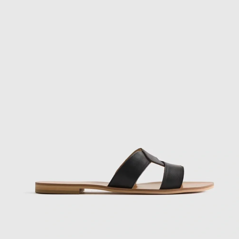 QUINCE Italian Leather Cutout Slide Sandals - Picture 2 of 8